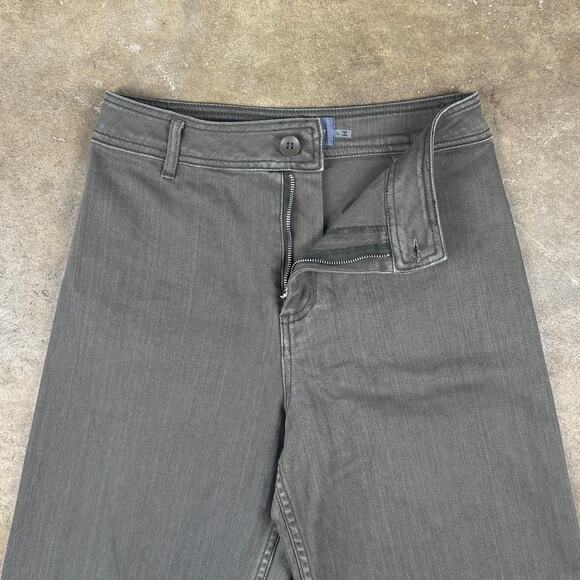 Women’s Wide Leg High Rise Pants Size Large Cropped Green Raw Hem - Picture 3 of 13